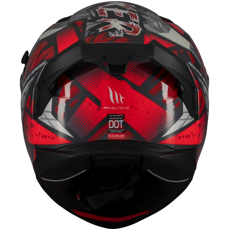 MT Braker SV Fury integreret motorcykelhjelm sort-grå-rød