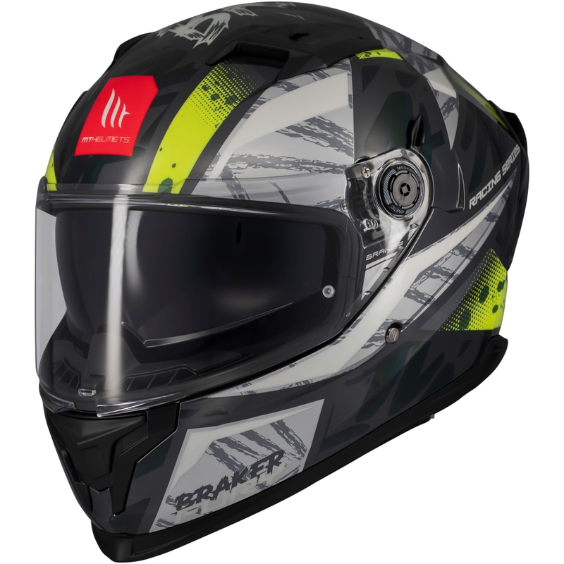MT Braker SV Fury grå-fluogul integreret motorcykelhjelm