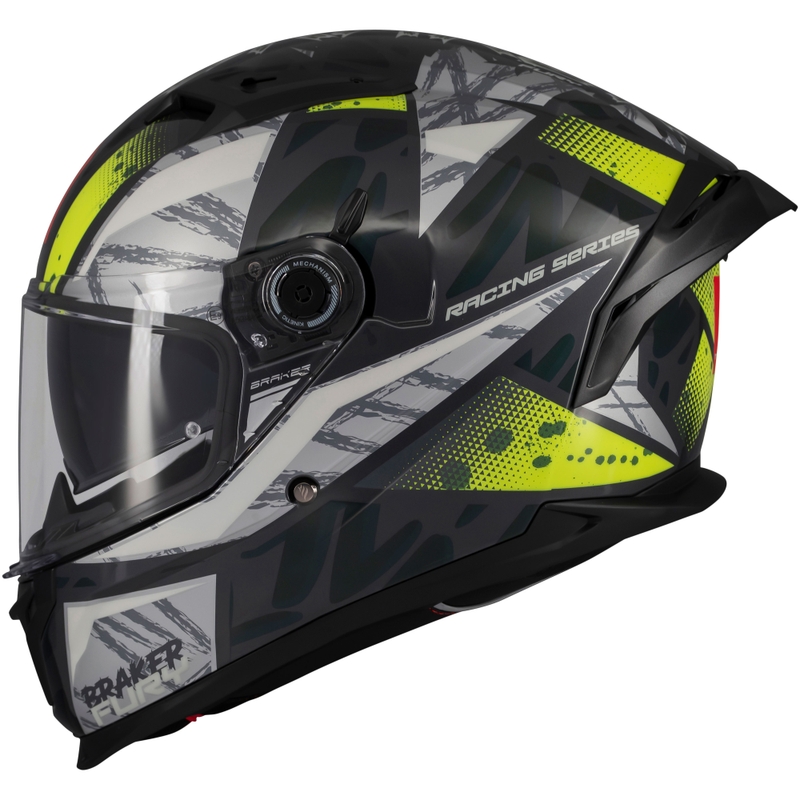 MT Braker SV Fury grå-fluogul integreret motorcykelhjelm