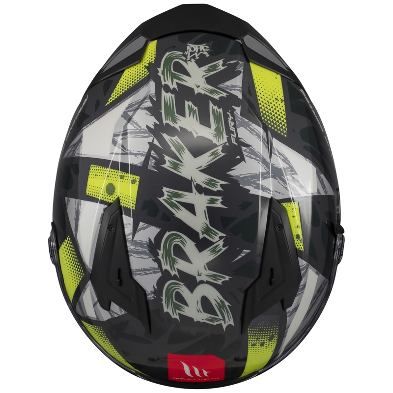 MT Braker SV Fury grå-fluogul integreret motorcykelhjelm