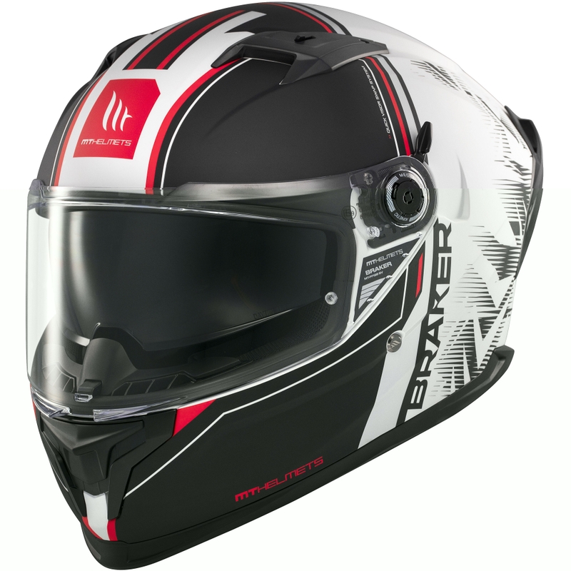 MT Braker SV Charm integreret motorcykelhjelm mat sort og hvid