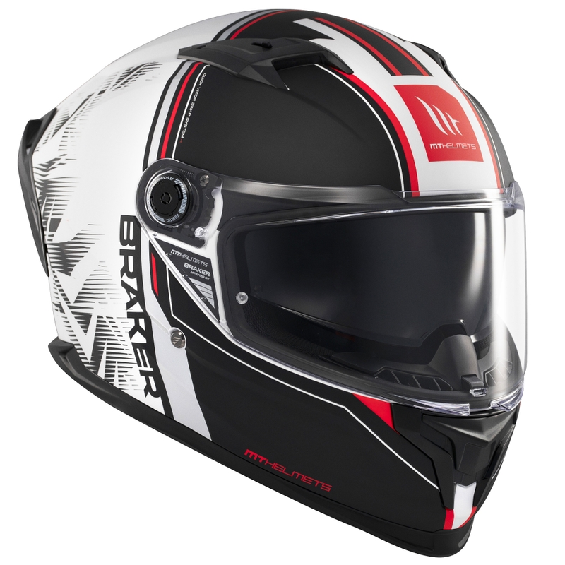 MT Braker SV Charm integreret motorcykelhjelm mat sort og hvid