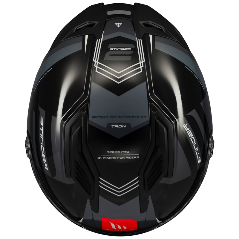 MT Stinger 2 Tron integral motorcykelhjelm sort-grå