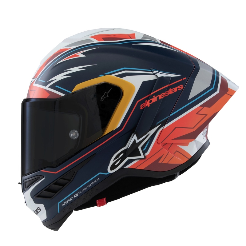 Alpinestars Supertech R-10 limited edition Pedro Acosta mat blå-rød-hvid integreret motorcykelhjelm
