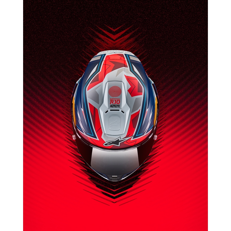 Alpinestars Supertech R-10 limited edition Pedro Acosta mat blå-rød-hvid integreret motorcykelhjelm