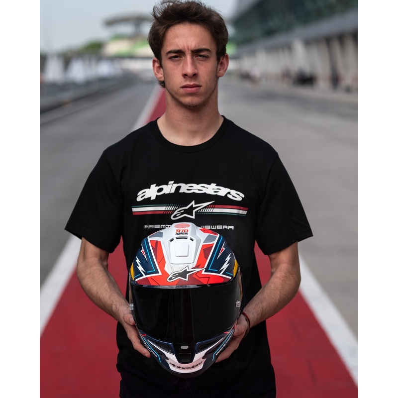 Alpinestars Supertech R-10 limited edition Pedro Acosta mat blå-rød-hvid integreret motorcykelhjelm