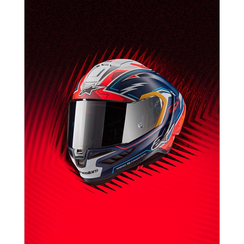 Alpinestars Supertech R-10 limited edition Pedro Acosta mat blå-rød-hvid integreret motorcykelhjelm