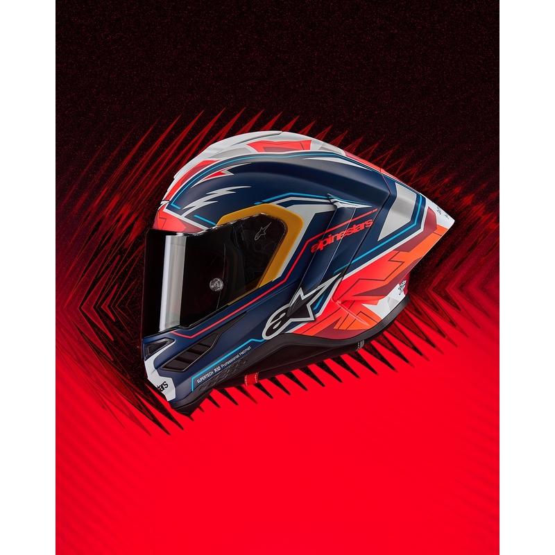 Alpinestars Supertech R-10 limited edition Pedro Acosta mat blå-rød-hvid integreret motorcykelhjelm