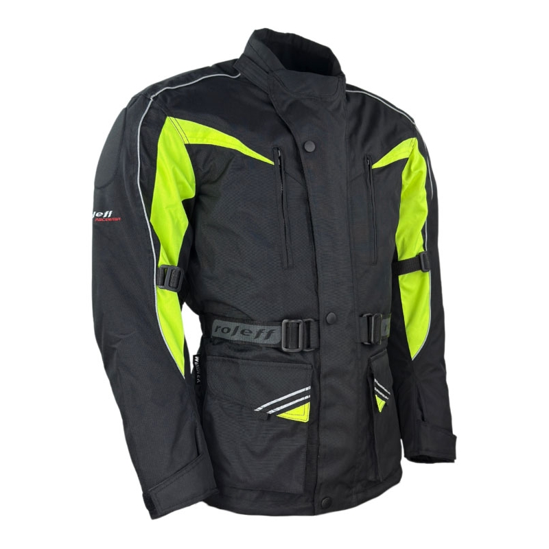 Motorcykeljakke Roleff Kodra sort-fluogul