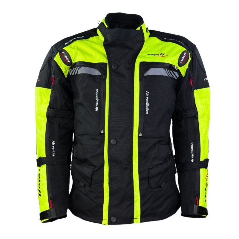 Motorcykeljakke Roleff Kodra Enduro sort-fluogul