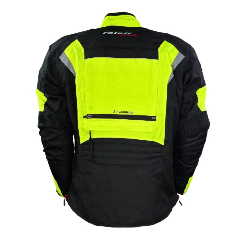 Motorcykeljakke Roleff Kodra Enduro sort-fluogul