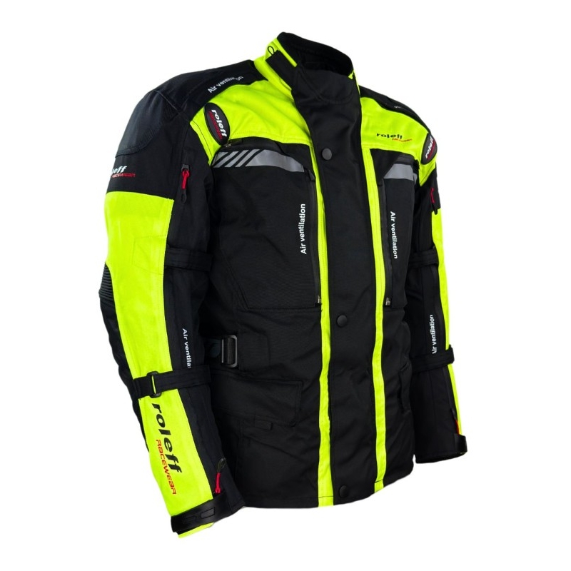 Motorcykeljakke Roleff Kodra Enduro sort-fluogul