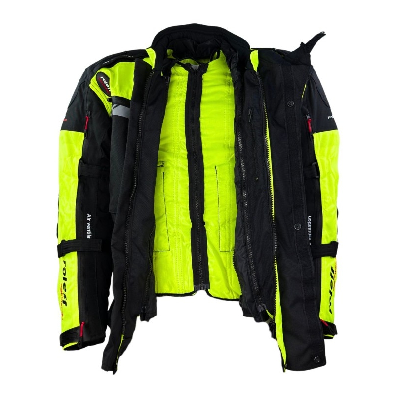 Motorcykeljakke Roleff Kodra Enduro sort-fluogul
