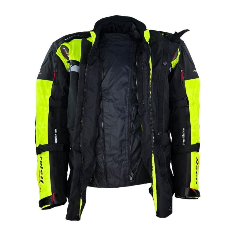 Motorcykeljakke Roleff Kodra Enduro sort-fluogul