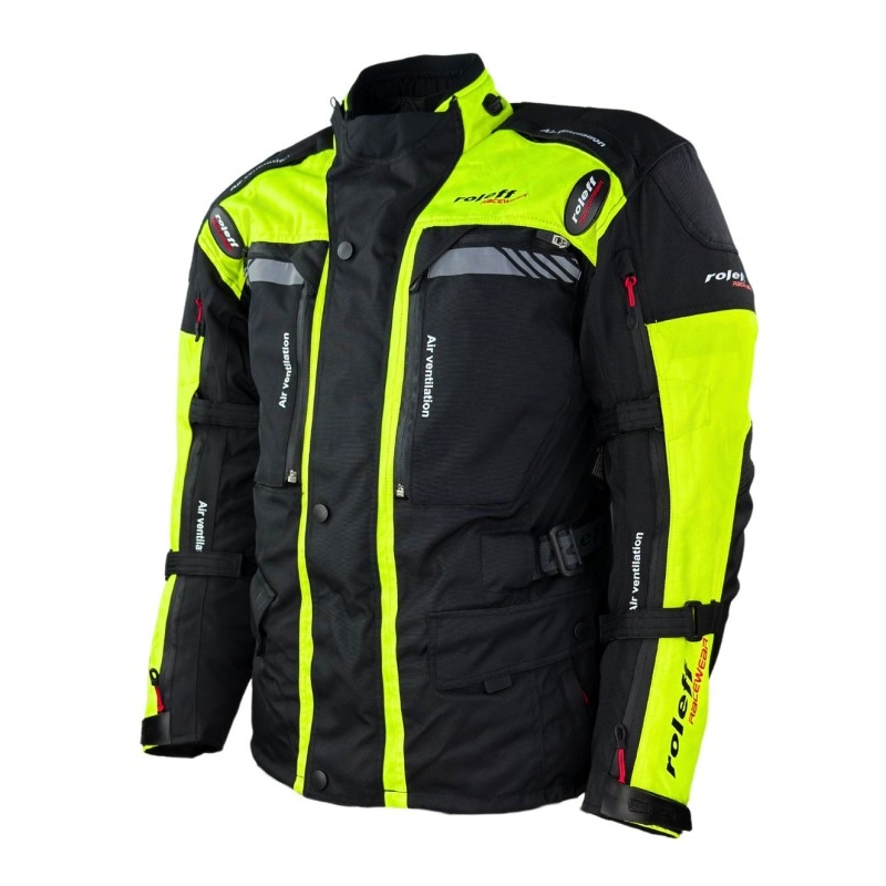 Motorcykeljakke Roleff Kodra Enduro sort-fluogul
