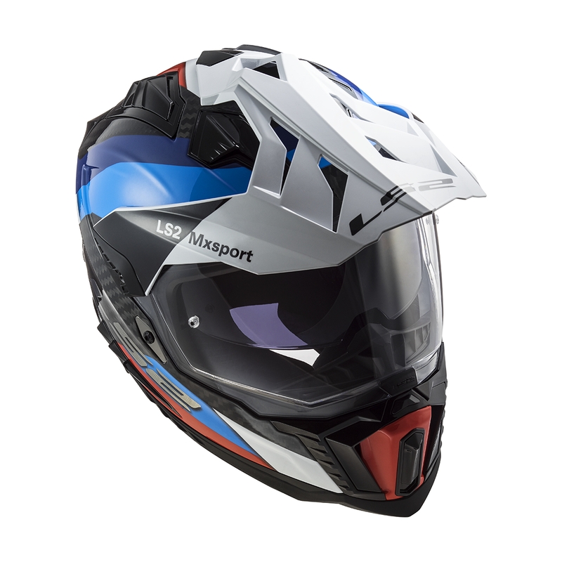 Enduro-motorcykelhjelm LS2 MX701 C Explorer Frontier sort-blå