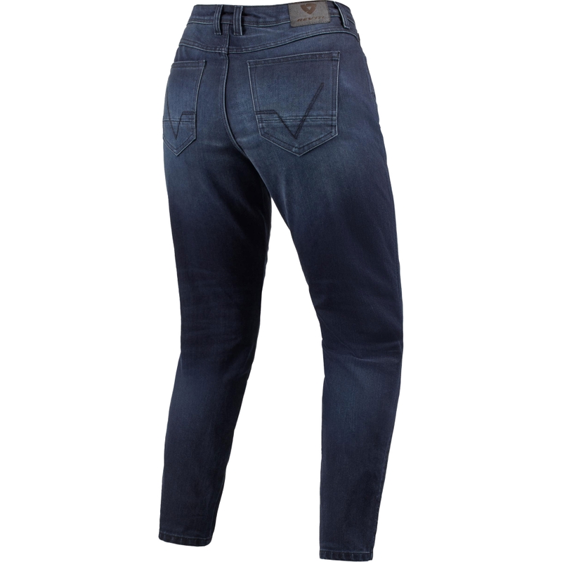 Revit Harper Tapered Washed Dark Blue Motorcycle Jeans til kvinder