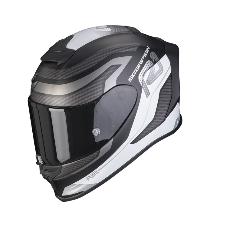 Integreret motorcykelhjelm SCORPION EXO-R1 EVO AIR VATIS sort og hvid - kvalitet II