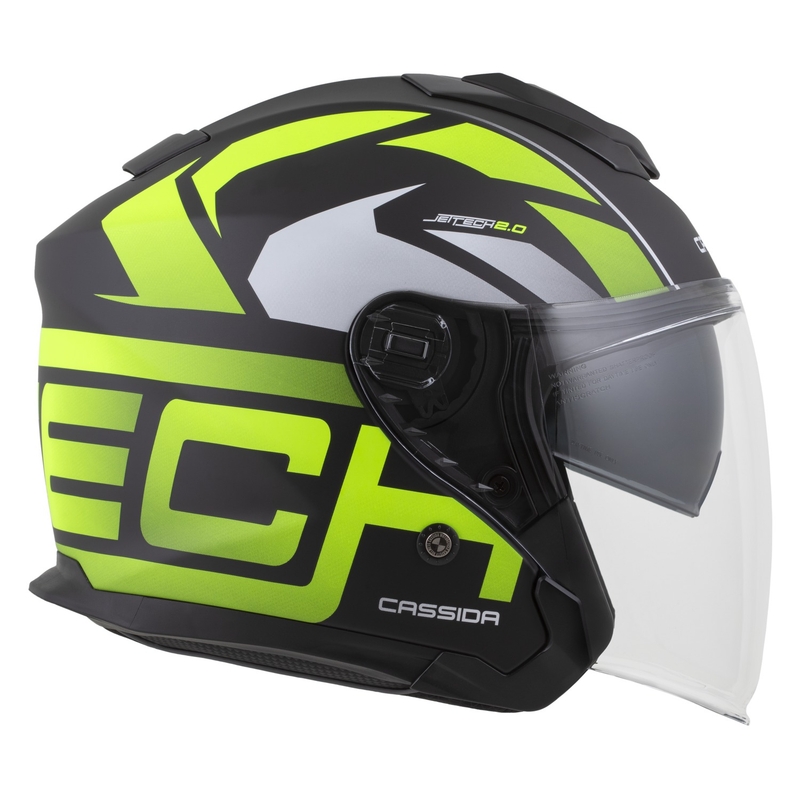 Cassida Jet Tech 2.0 RoTo åben motorcykelhjelm matsort-fluogul-hvid