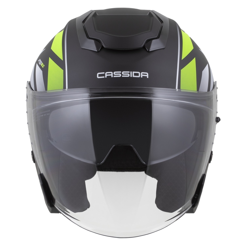 Cassida Jet Tech 2.0 RoTo åben motorcykelhjelm matsort-fluogul-hvid