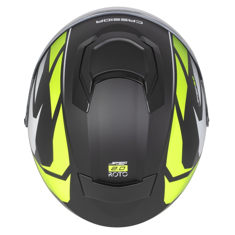Cassida Jet Tech 2.0 RoTo åben motorcykelhjelm matsort-fluogul-hvid
