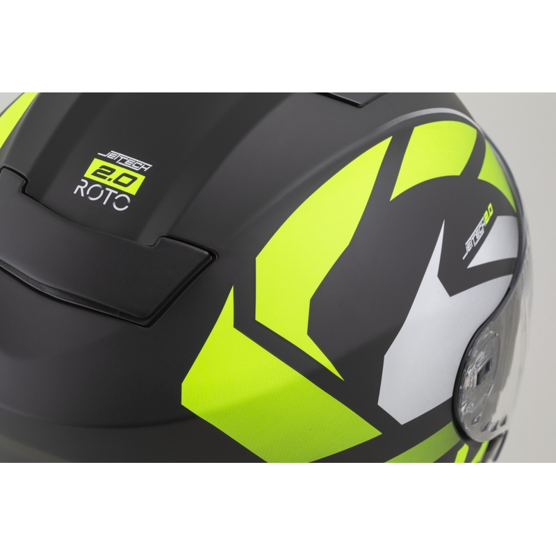 Cassida Jet Tech 2.0 RoTo åben motorcykelhjelm matsort-fluogul-hvid