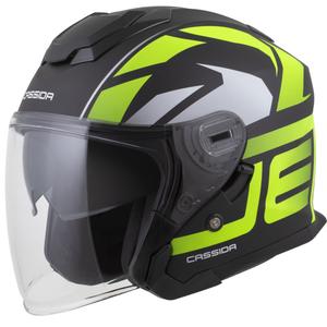 Cassida Jet Tech 2.0 RoTo åben motorcykelhjelm matsort-fluogul-hvid