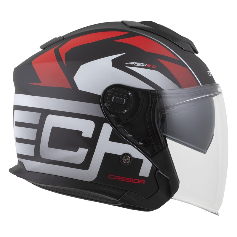 Cassida Jet Tech 2.0 RoTo åben motorcykelhjelm mat sort-rød-hvid