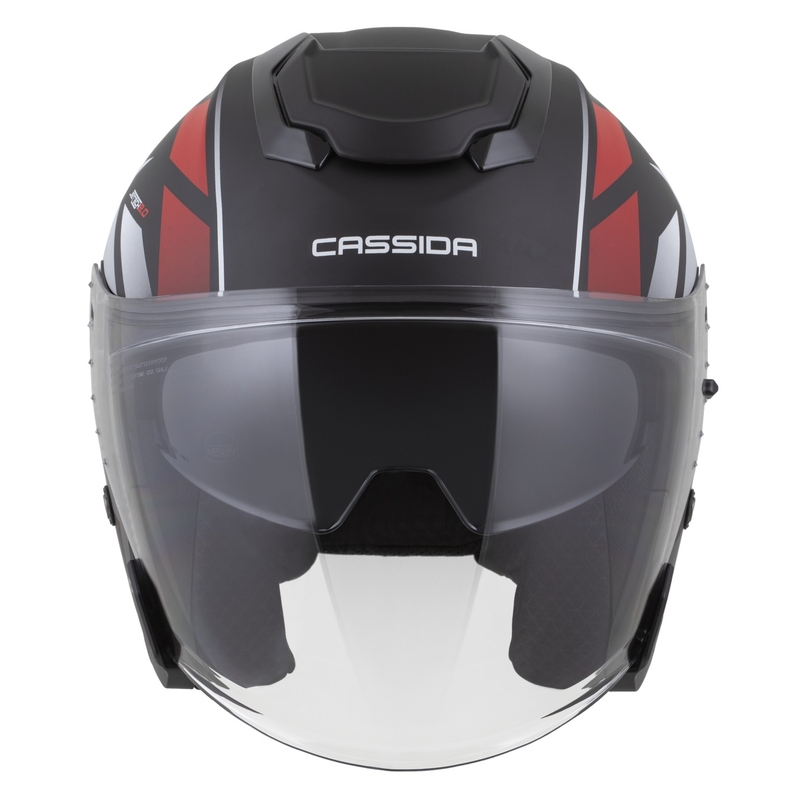 Cassida Jet Tech 2.0 RoTo åben motorcykelhjelm mat sort-rød-hvid