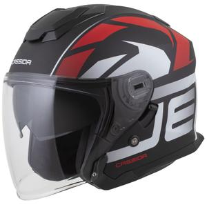 Cassida Jet Tech 2.0 RoTo åben motorcykelhjelm mat sort-rød-hvid
