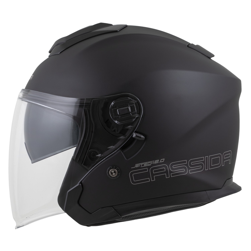 Cassida Jet Tech 2.0 Solid Matte Black-Grey Open motorcykelhjelm
