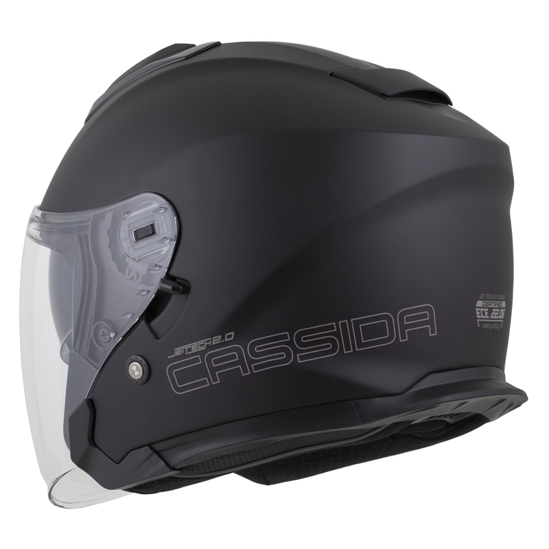 Cassida Jet Tech 2.0 Solid Matte Black-Grey Open motorcykelhjelm
