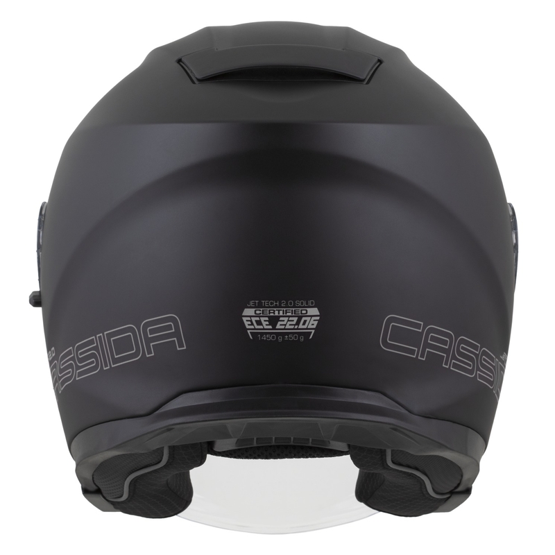 Cassida Jet Tech 2.0 Solid Matte Black-Grey Open motorcykelhjelm