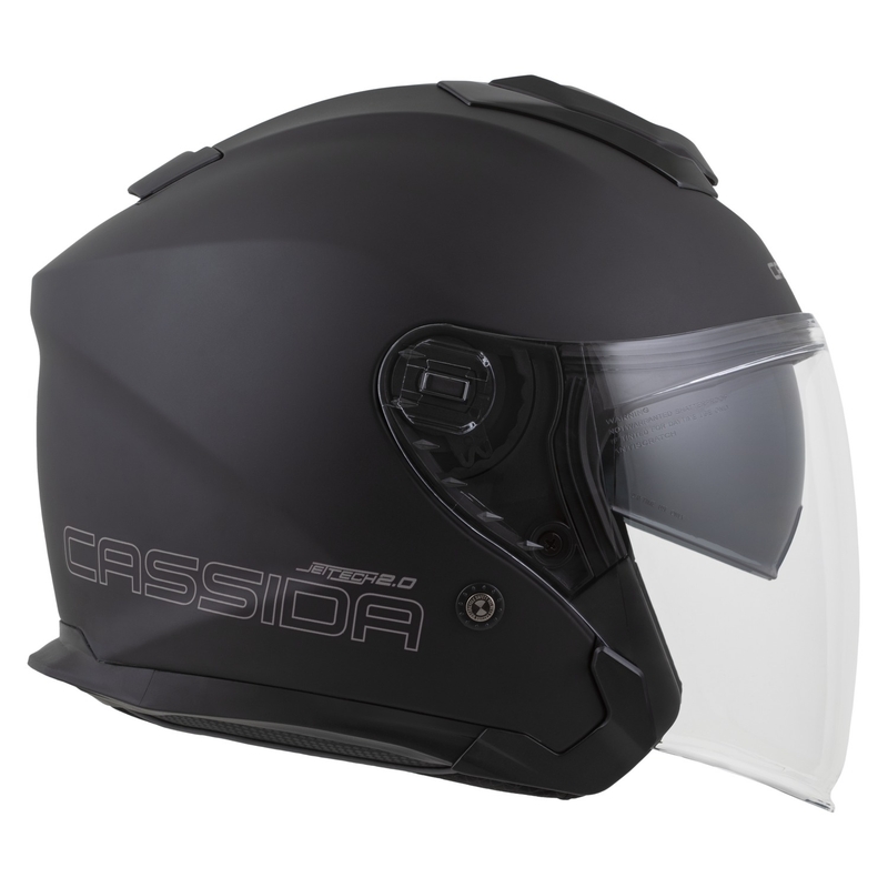 Cassida Jet Tech 2.0 Solid Matte Black-Grey Open motorcykelhjelm