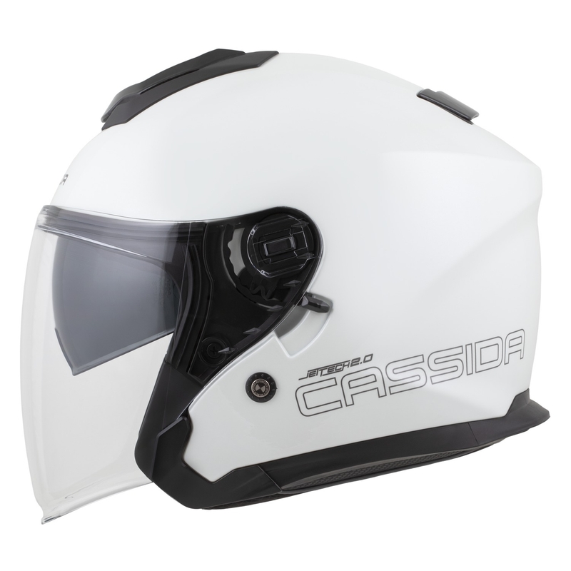 Cassida Jet Tech 2.0 Solid hvid-sort-grå åben motorcykelhjelm