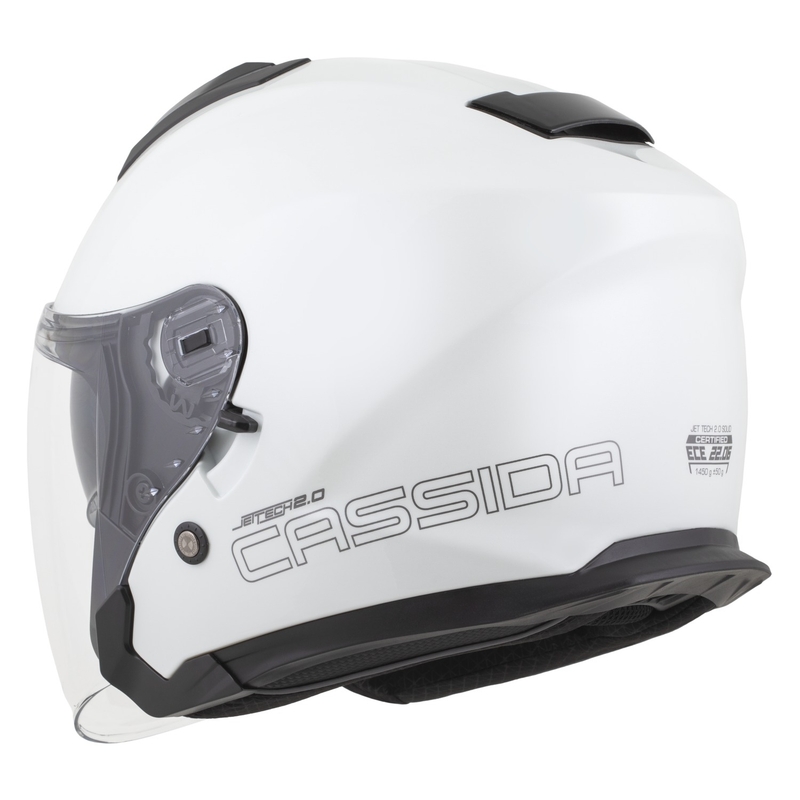 Cassida Jet Tech 2.0 Solid hvid-sort-grå åben motorcykelhjelm