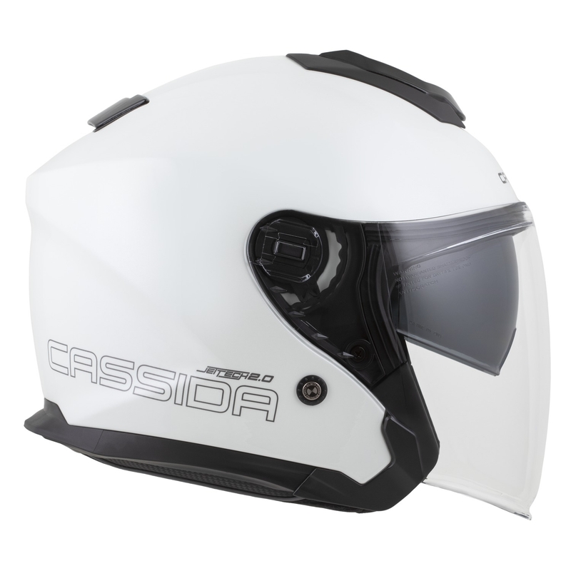 Cassida Jet Tech 2.0 Solid hvid-sort-grå åben motorcykelhjelm