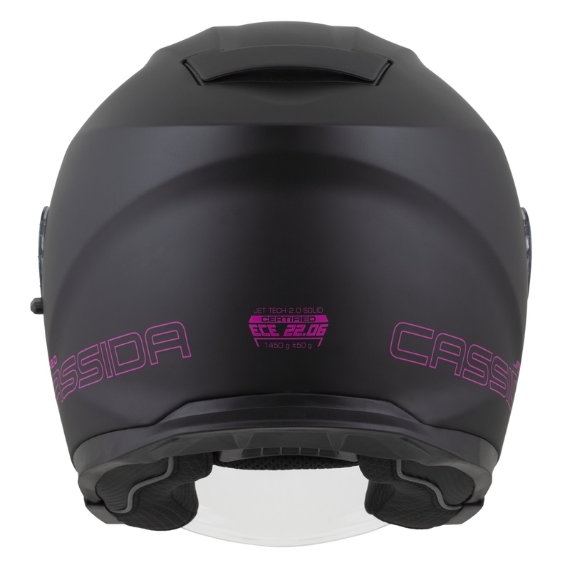 Cassida Jet Tech 2.0 Solid mat sort og pink åben motorcykelhjelm