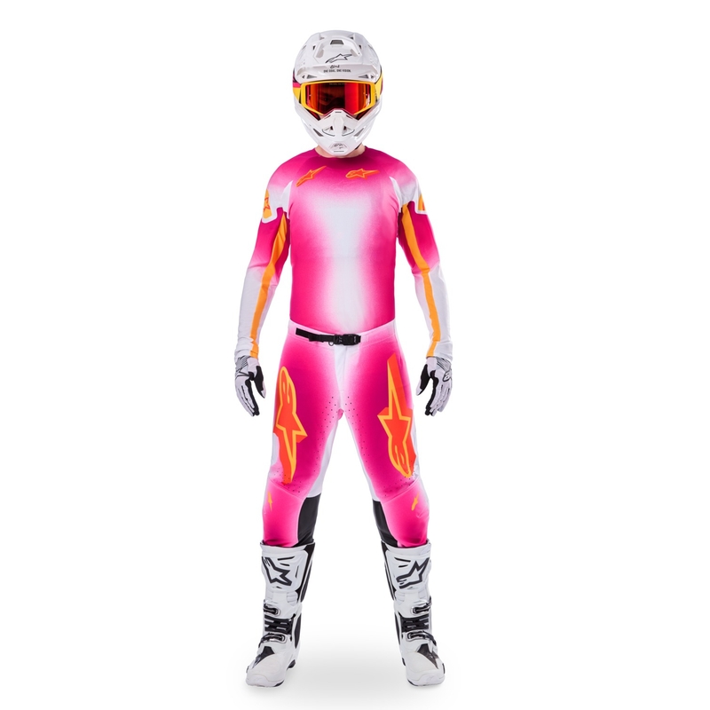 Alpinestars Supertech SX AFD limited edition MIG fluo pink-hvid-orange motocrosstrøje