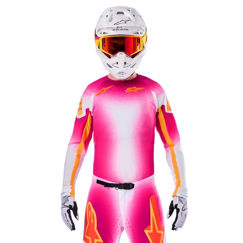 Alpinestars Supertech SX AFD limited edition MIG fluo pink-hvid-orange motocrosstrøje