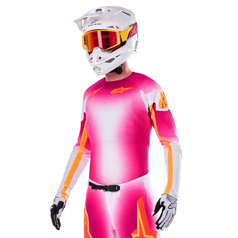 Alpinestars Supertech SX AFD limited edition MIG fluo pink-hvid-orange motocrosstrøje