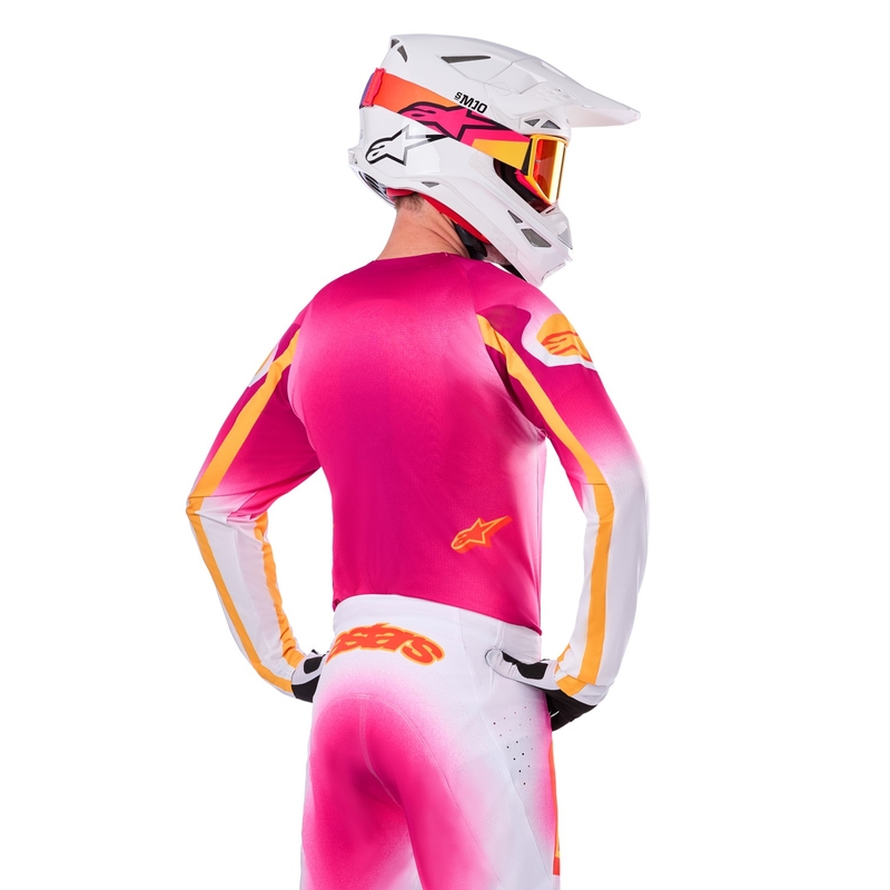 Alpinestars Supertech SX AFD limited edition MIG fluo pink-hvid-orange motocrosstrøje