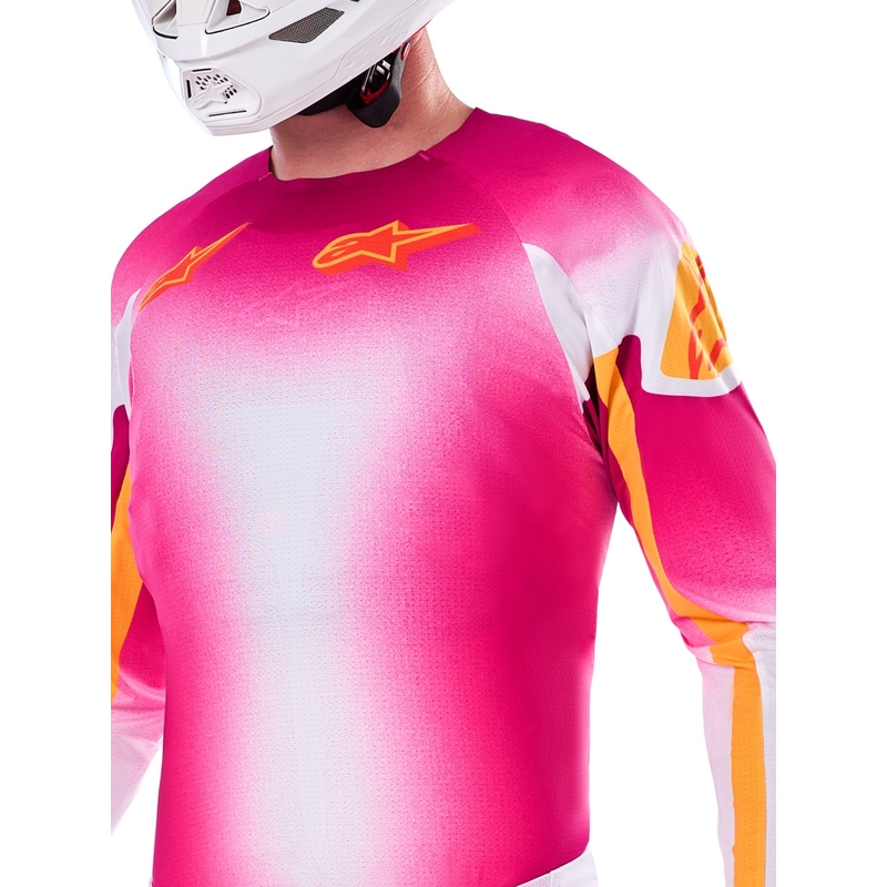 Alpinestars Supertech SX AFD limited edition MIG fluo pink-hvid-orange motocrosstrøje