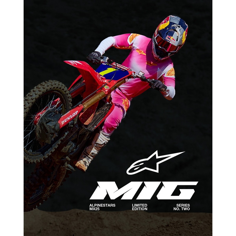 Alpinestars Supertech SX AFD limited edition MIG fluo pink-hvid-orange motocrosstrøje