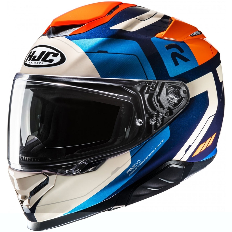 Integreret motorcykelhjelm HJC RPHA 71 Cozad MC27 blå-orange-beige