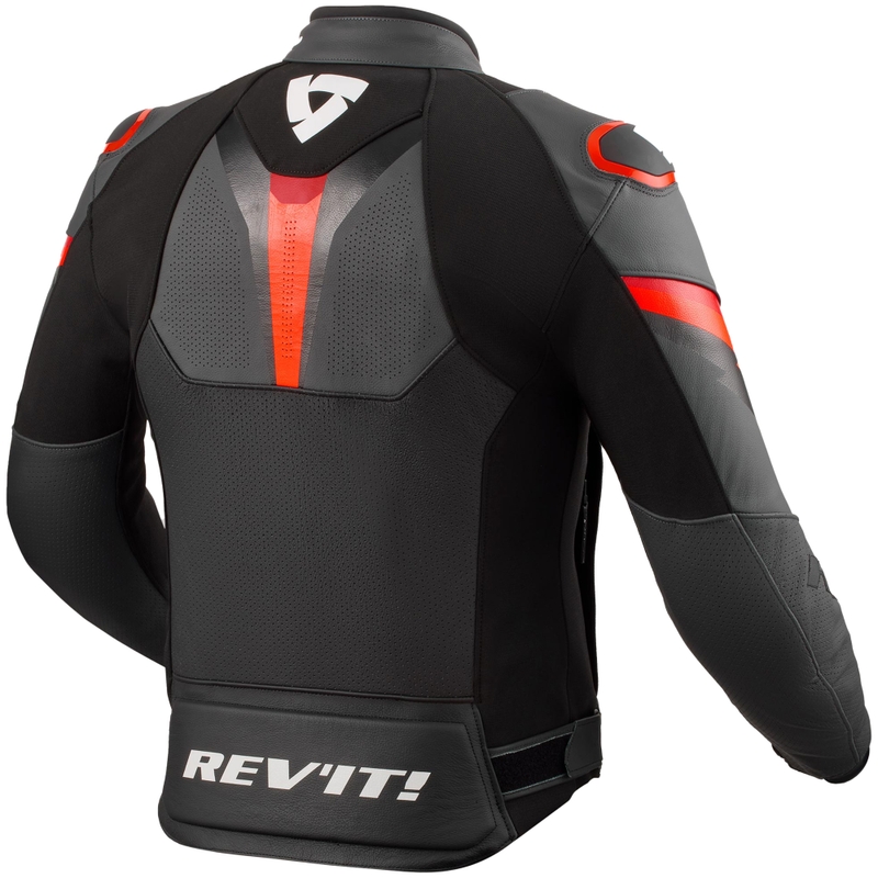 Revit Quantum 3 sort-fluor rød motorcykeljakke i læder
