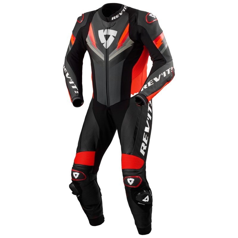 Revit Quantum 3 antracit-fluoro rød motorcykeloverall i læder