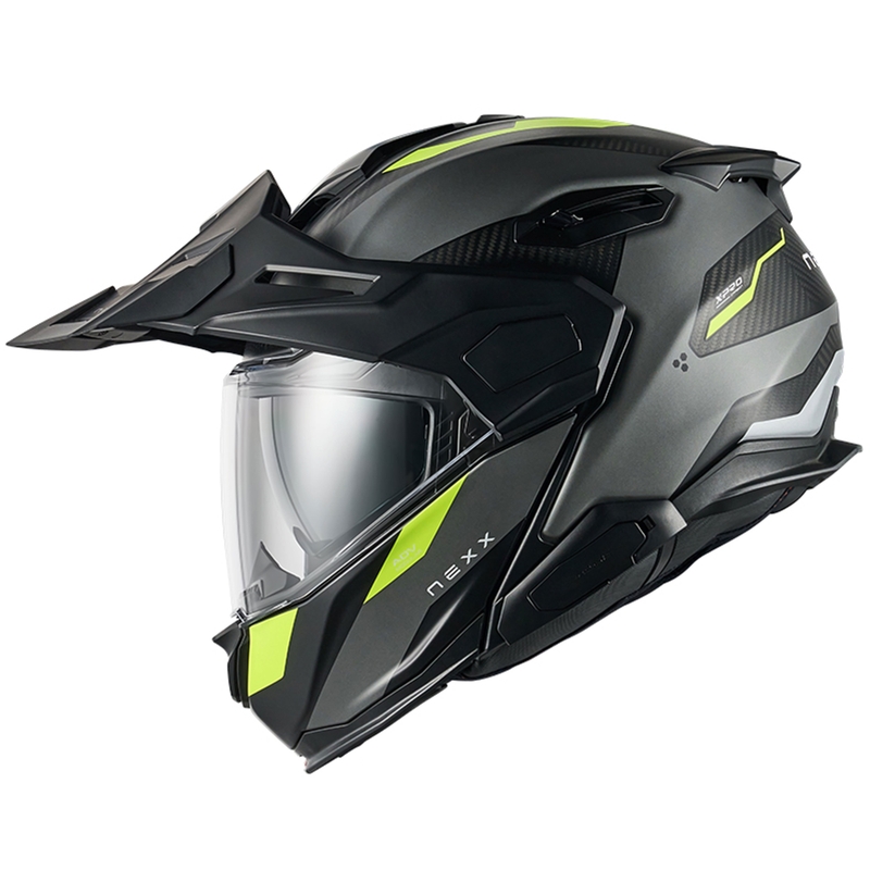 Flip-up motorcykelhjelm Nexx X.Lifecountry Terra mat grå-fluogul udsalg
