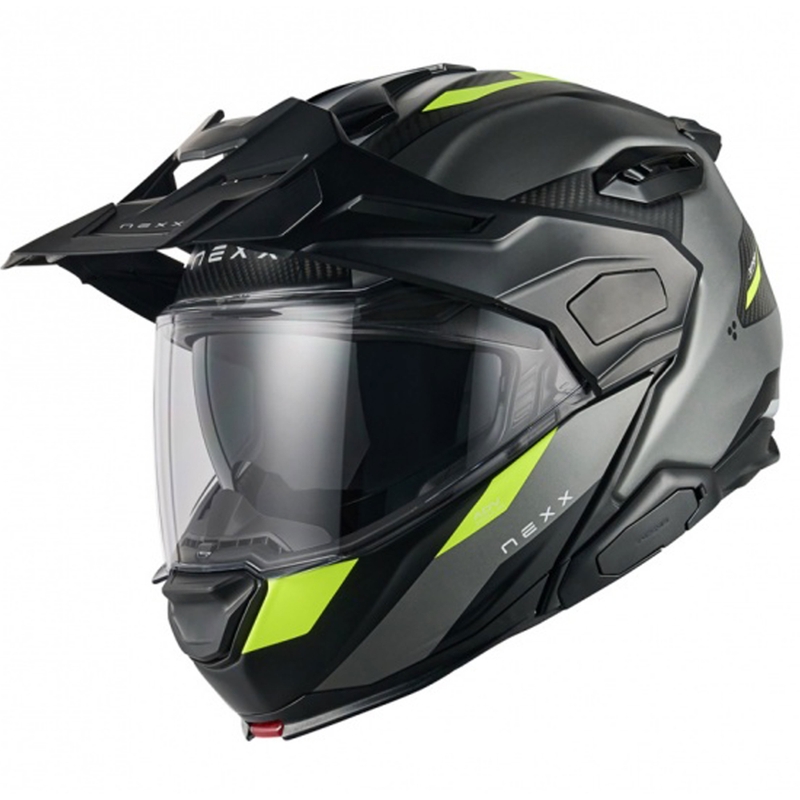 Flip-up motorcykelhjelm Nexx X.Lifecountry Terra mat grå-fluogul udsalg