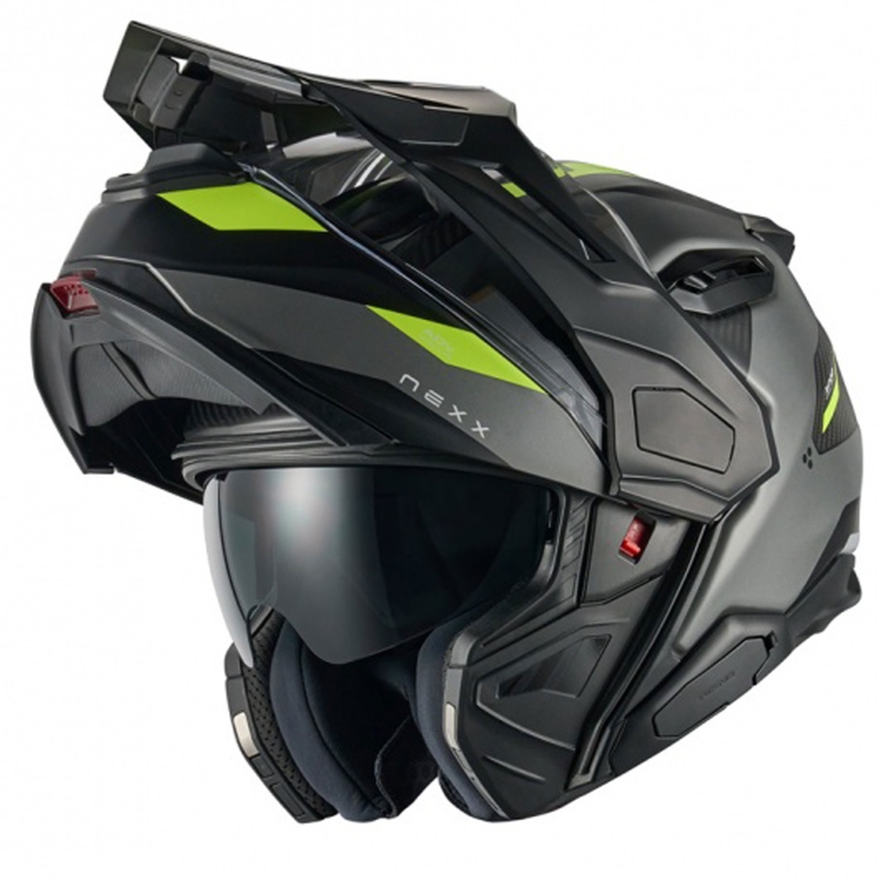 Flip-up motorcykelhjelm Nexx X.Lifecountry Terra mat grå-fluogul udsalg